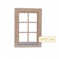 Vuren draai-kiepraam. dubbel glas. 84.4 x 120.4 cm. onbehandeld