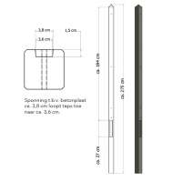 Lichtgewicht Betonpaal Grijs eindpaal 275cm