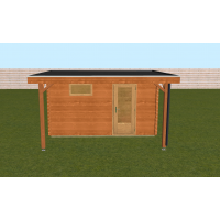 Tuinhuis Met Platdak En Luifel Geimpregneerd Aanbieding
