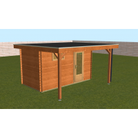 Tuinhuis Met Platdak En Luifel Geimpregneerd Aanbieding