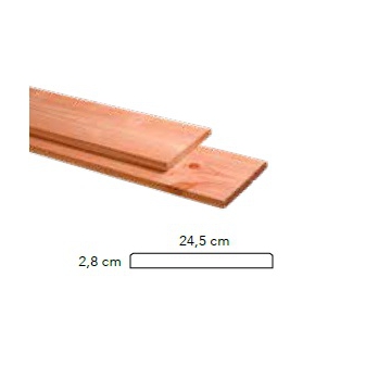 Plank Glad Fijnbezaagd Douglas 2.8x24.5x400cm Onbehandeld