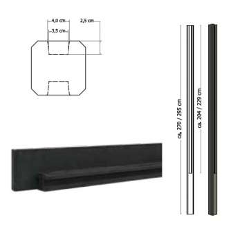 Betonpaal met sleuf 270cm antaciet tussenpaal