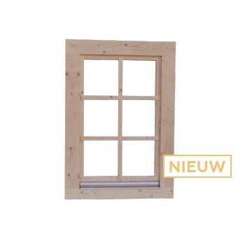 Vuren draai-kiepraam. dubbel glas. 84.4 x 120.4 cm. onbehandeld