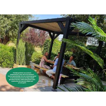 Vuren Schaduwpergola Houtpakket 300x300cm Zwart Geimpregneerd