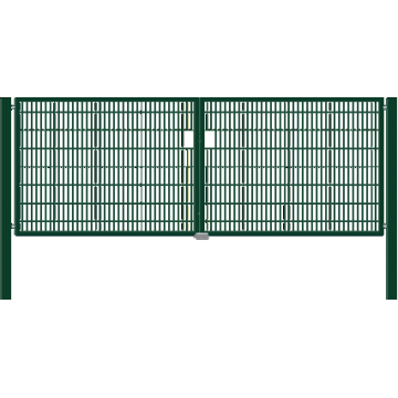 Metalen dubbele poort zwart 300x100cm