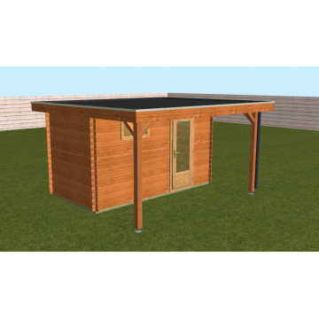 Tuinhuis Met Platdak En Luifel Geimpregneerd Aanbieding