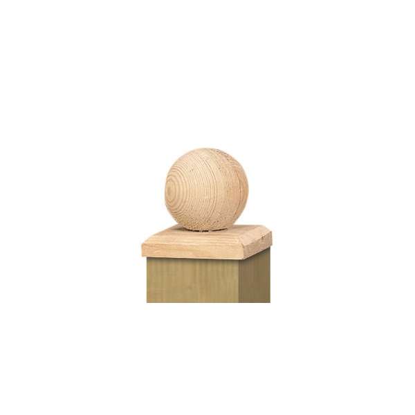 Paalornament Bol op Plaat Hout 10x10cm